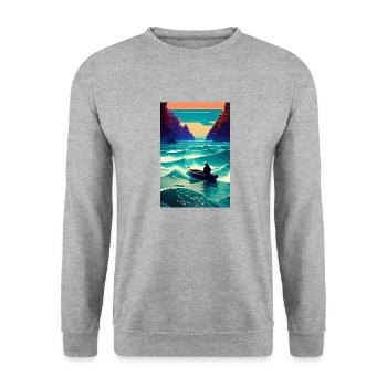 Meer geht immer - Unisex Pullover - Weißgrau meliert - Vorne - Alina (178cm) & Michal (187cm)