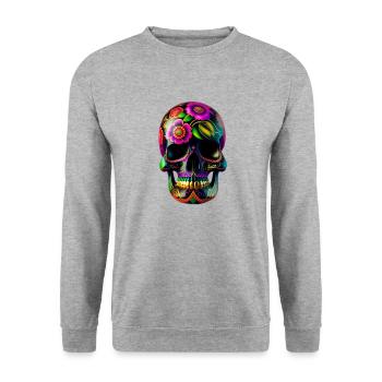 Skull in Mexican style - Unisex Sweatshirt - salt & pepper - Front - Alina (178cm) & Michal (187cm)