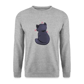 Funny Kawaii Black Cat, Annoyed Cat - Unisex Sweatshirt - salt & pepper - Front - Alina (178cm) & Michal (187cm)