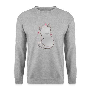 Funny Kawaii Gray Cat, Annoyed Cat - Unisex Sweatshirt - salt & pepper - Front - Alina (178cm) & Michal (187cm)