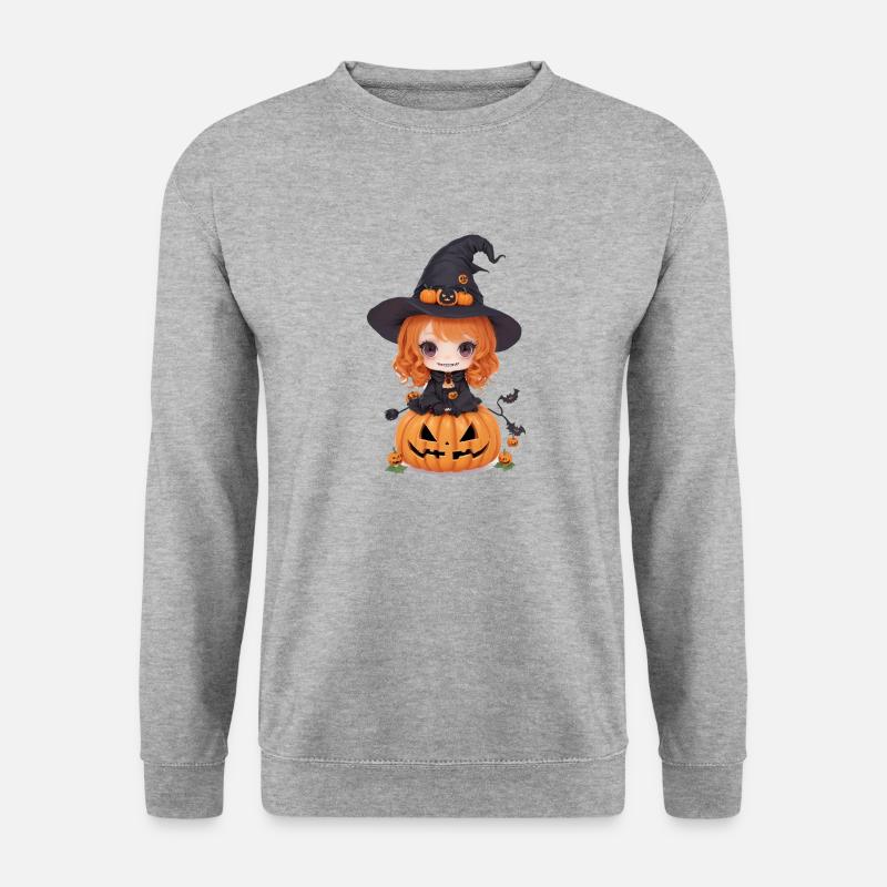 Helloween Kürbis Hexe - Unisex Pullover - Weißgrau meliert