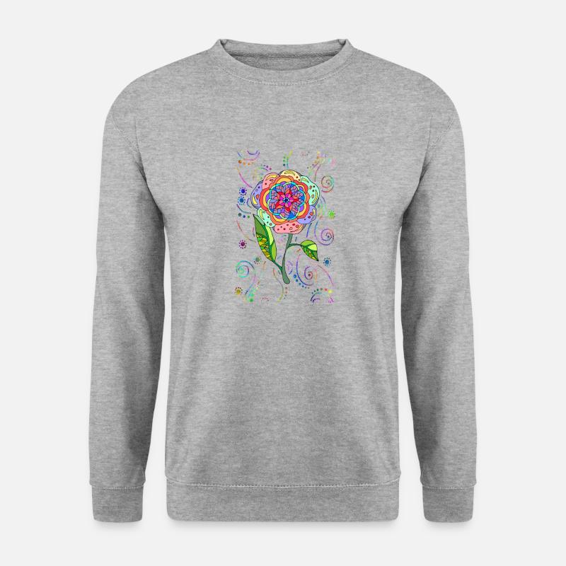 Blume - Unisex Pullover - Weißgrau meliert