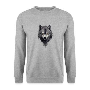 Peur du loup Cauchemar sombre Tête de loup effrayante - Sweat-shirt Unisexe - gris chiné - Devant - Alina (178cm) & Michal (187cm)