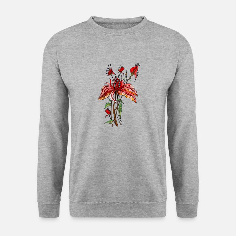 Blumen - Unisex Pullover - Weißgrau meliert