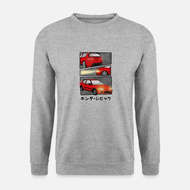 MAGMA RED CAR COMIC / HATCHBACK - Unisex Pullover - Weißgrau meliert