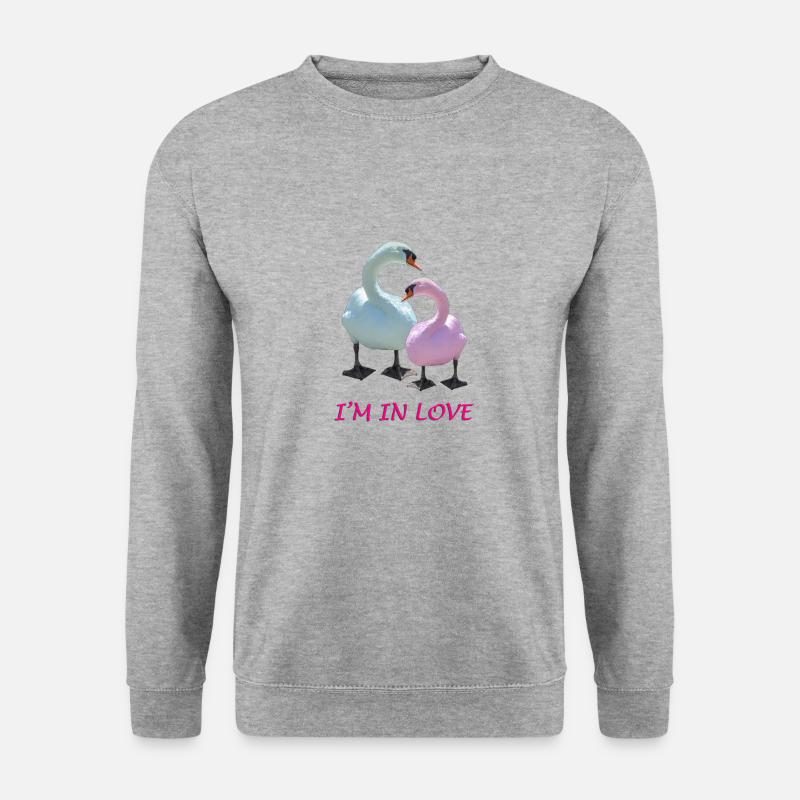 Schwanen-Liebe - Unisex Pullover - Weißgrau meliert