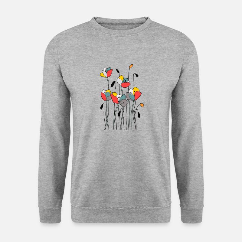 Blumen - Unisex Pullover - Weißgrau meliert