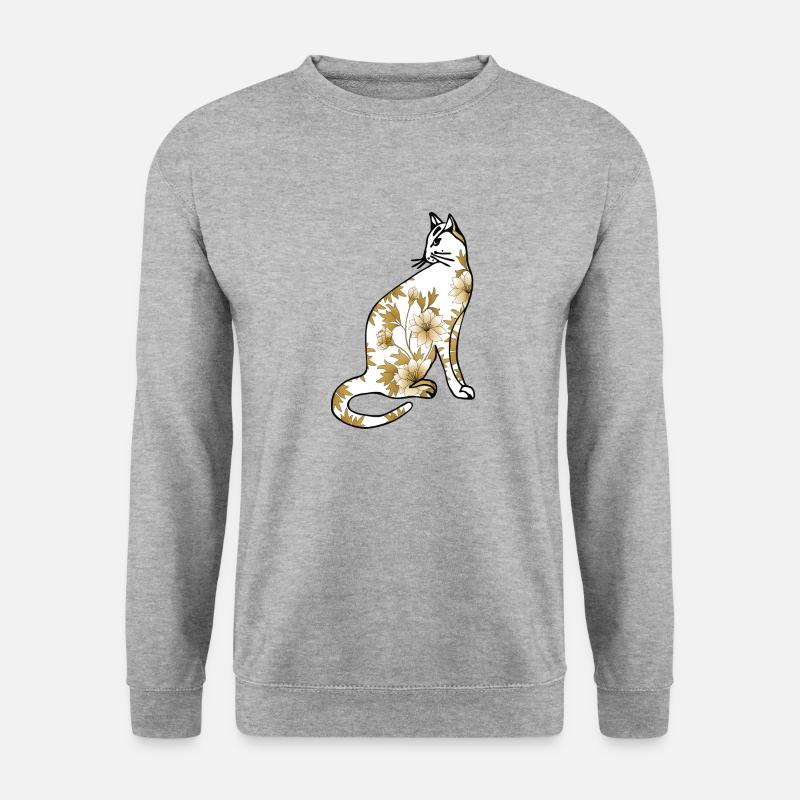 Katze - Unisex Pullover - Weißgrau meliert
