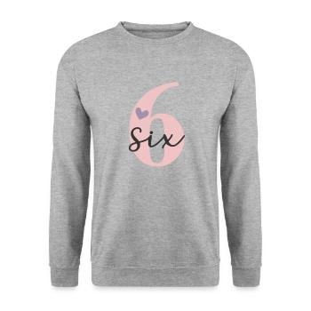 6th Birthday Six Six - Unisex Sweatshirt - salt & pepper - Front - Alina (178cm) & Michal (187cm)