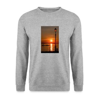 Sonnenuntergang über Venedig - Unisex Pullover - Weißgrau meliert - Vorne - Alina (178cm) & Michal (187cm)