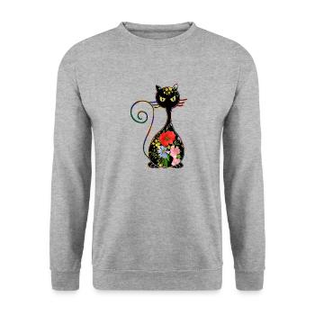 Cat - Unisex Sweatshirt - salt & pepper - Front - Alina (178cm) & Michal (187cm)