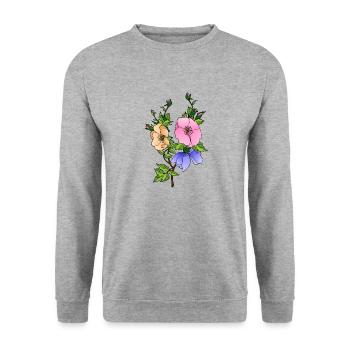 Flowers - Unisex Sweatshirt - salt & pepper - Front - Alina (178cm) & Michal (187cm)
