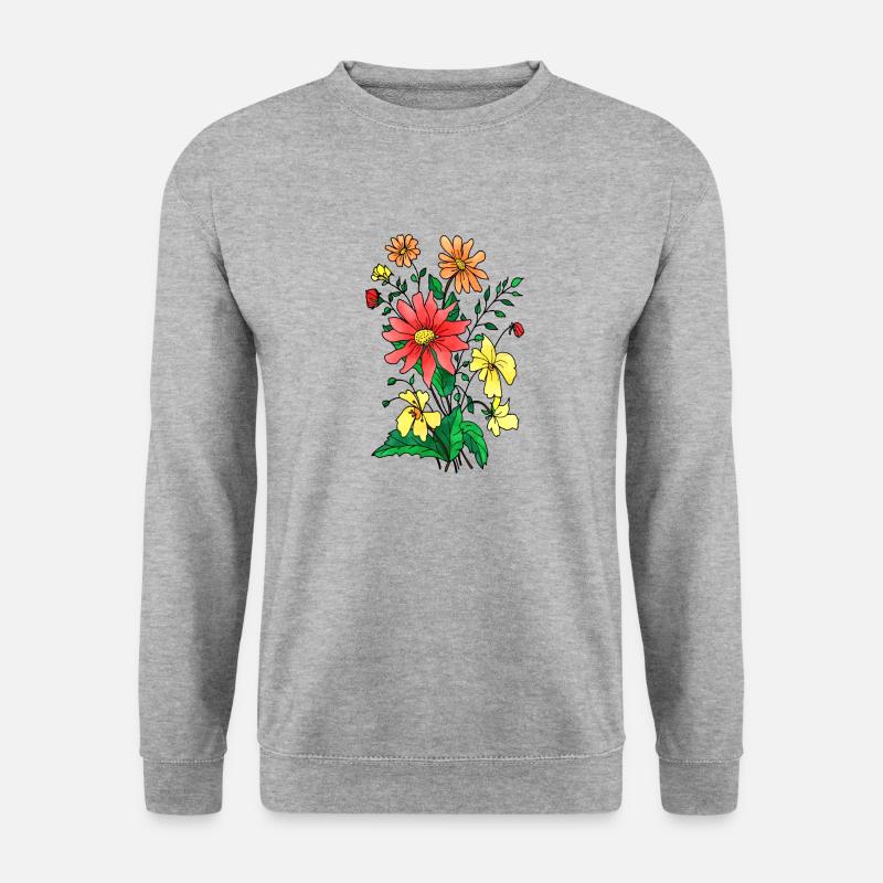 Blumen - Unisex Pullover - Weißgrau meliert
