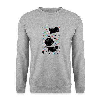 Katzen - Unisex Pullover - Weißgrau meliert - Vorne - Alina (178cm) & Michal (187cm)