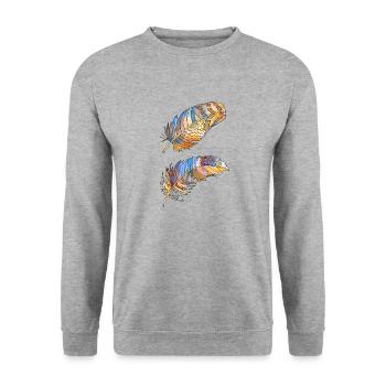 Feder - Unisex Pullover - Weißgrau meliert - Vorne - Alina (178cm) & Michal (187cm)