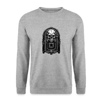 Door Knocker / Skull / Bell / Antique / Old - Unisex Sweatshirt - salt & pepper - Front - Alina (178cm) & Michal (187cm)