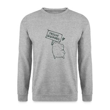 Frösche gegen Nazis - Unisex Pullover - Weißgrau meliert - Vorne - Alina (178cm) & Michal (187cm)