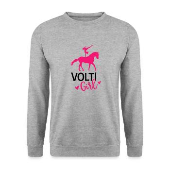 Voltigieren Girl Reitsport Akrobatik Reiten Pferd - Unisex Pullover - Weißgrau meliert - Vorne - Alina (178cm) & Michal (187cm)