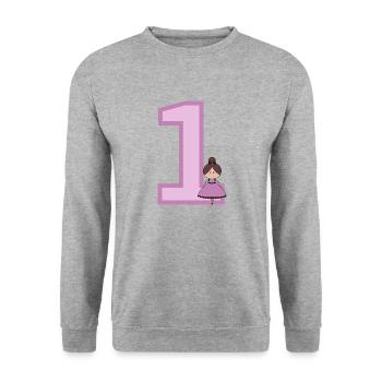 Number 1 - Unisex Sweatshirt - salt & pepper - Front - Alina (178cm) & Michal (187cm)