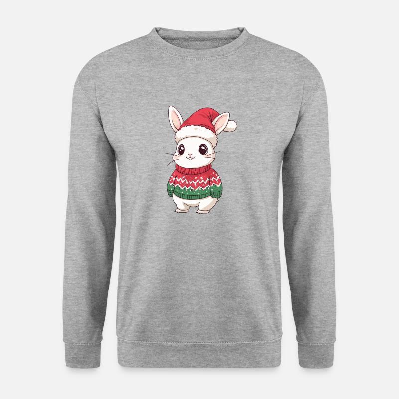 Hase Weihnachten - Unisex Pullover - Weißgrau meliert