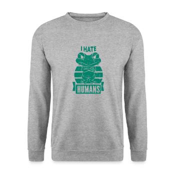Frosch - Amphibie Tier - Unisex Pullover - Weißgrau meliert - Vorne - Alina (178cm) & Michal (187cm)
