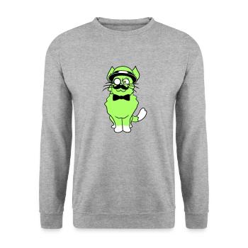 Sir Cat Gentleman Chapeau Costume Monocle Riche M. - Sweat-shirt Unisexe - gris chiné - Devant - Alina (178cm) & Michal (187cm)