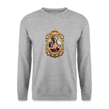 Stechpalme Maria Maria Madonna Mariana Jungfrau Maria Heilig - Unisex Pullover - Weißgrau meliert - Vorne - Alina (178cm) & Michal (187cm)