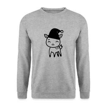 Hirsch - Unisex Pullover - Weißgrau meliert - Vorne - Alina (178cm) & Michal (187cm)