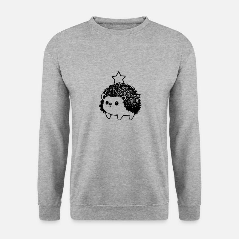 Kleiner Igel mit Stern - Unisex Pullover - Weißgrau meliert