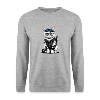 Chat Airsoft Chat Chat Jouant Airsoft Cadeau Militaire - Sweat-shirt Unisexe - gris chiné - Devant - Alina (178cm) & Michal (187cm)