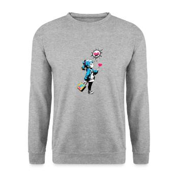 Street Art Girl 23244 - Unisex Sweatshirt - salt & pepper - Front - Alina (178cm) & Michal (187cm)
