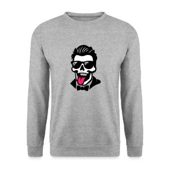 Totenkopf Bräutigam Jga - Unisex Pullover - Weißgrau meliert - Vorne - Alina (178cm) & Michal (187cm)