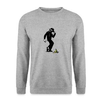 Monkey with hat and banana - Unisex Sweatshirt - salt & pepper - Front - Alina (178cm) & Michal (187cm)