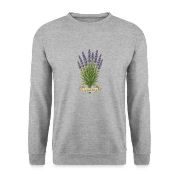 Lavandula angustifolia | Parfum de tranquillité - Sweat-shirt Unisexe - gris chiné - Devant - Alina (178cm) & Michal (187cm)