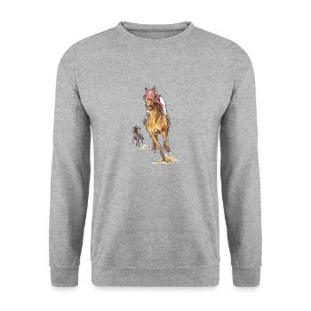 Seabiscuit - Unisex Pullover - Weißgrau meliert - Vorne - Alina (178cm) & Michal (187cm)