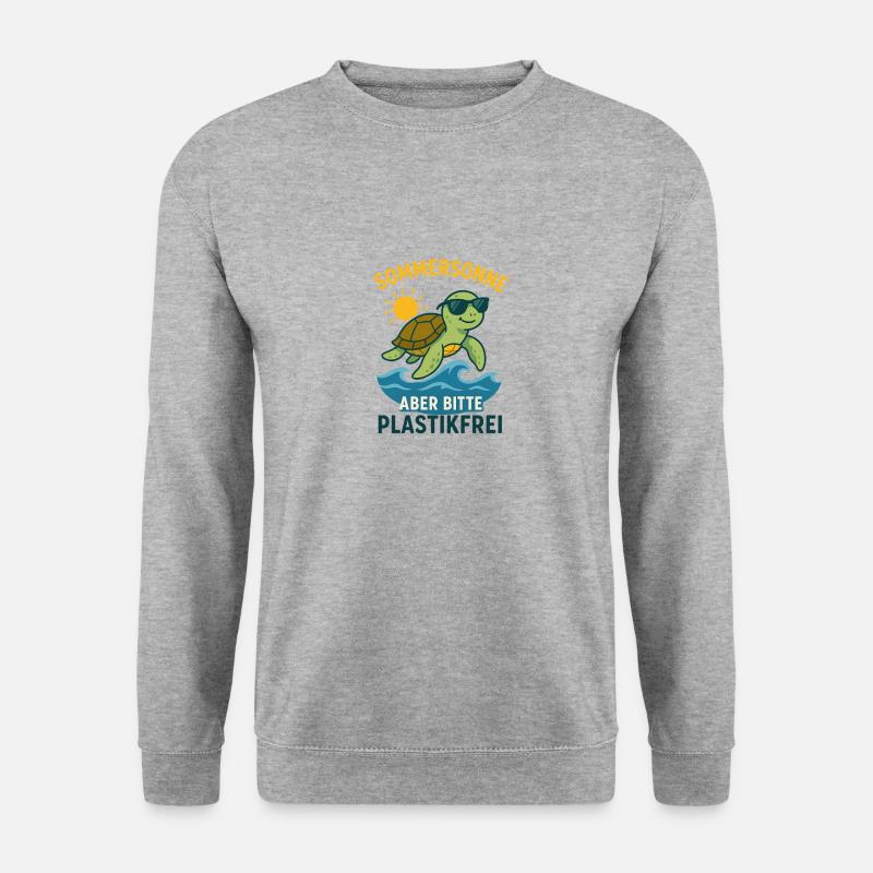 Sommersonne - aber bitte Plastikfrei - Unisex Pullover - Weißgrau meliert