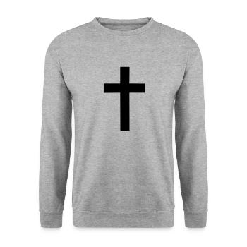 Kreuz - Unisex Pullover - Weißgrau meliert - Vorne - Alina (178cm) & Michal (187cm)