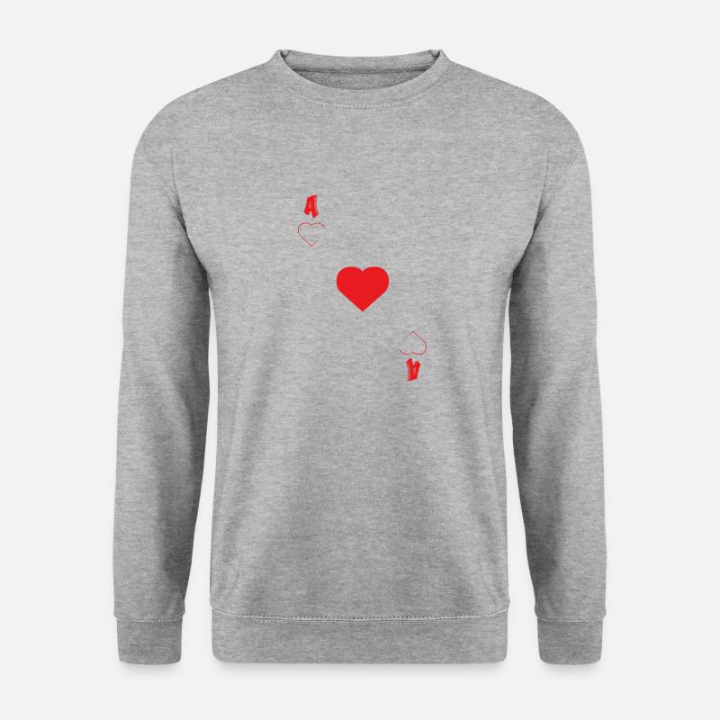 Ass Karte Herz Glück Liebe Geschenk Freude - Unisex Pullover - Weißgrau meliert