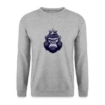 Couronne tête de gorille - Sweat-shirt Unisexe - gris chiné - Devant - Alina (178cm) & Michal (187cm)