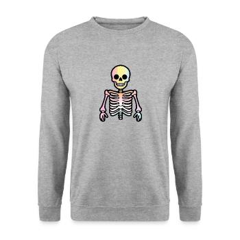 Squelette Halloween Drôle - Sweat-shirt Unisexe - gris chiné - Devant - Alina (178cm) & Michal (187cm)