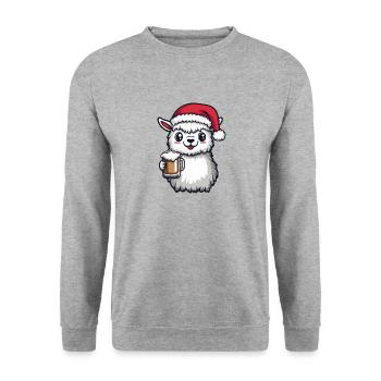 Alpaga Llama Bière Noël Noël - Sweat-shirt Unisexe - gris chiné - Devant - Alina (178cm) & Michal (187cm)