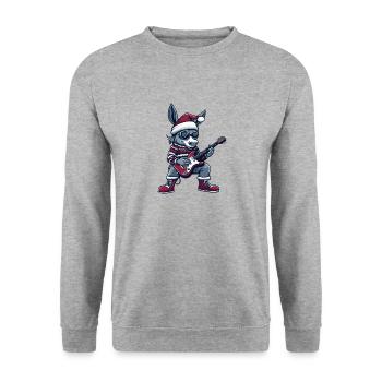 Donkey Christmas Rocker Guitar - Unisex Sweatshirt - salt & pepper - Front - Alina (178cm) & Michal (187cm)