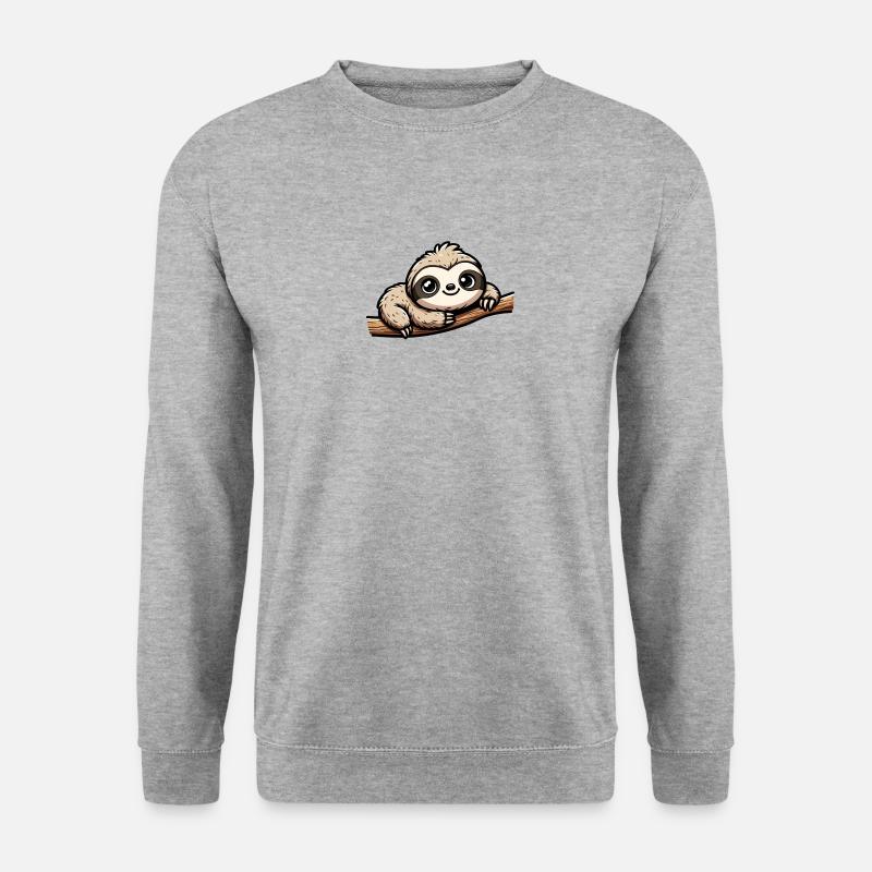 Faultier auf Ast - Unisex Pullover - Weißgrau meliert