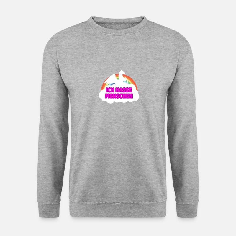Ich hasse Menschen - Unisex Pullover - Weißgrau meliert