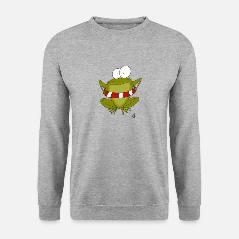 Frosch mit Rettungsring - Unisex Pullover - Weißgrau meliert