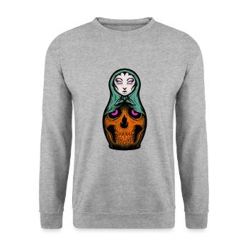 matryoschka - Unisex Pullover - Weißgrau meliert - Vorne - Alina (178cm) & Michal (187cm)