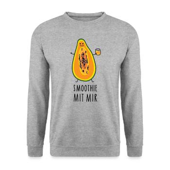 Papaya Smoothie - Unisex Pullover - Weißgrau meliert - Vorne - Alina (178cm) & Michal (187cm)