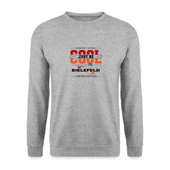 Bielefeld Meine Stadt Cool I Love Reise Tour - Unisex Pullover - Weißgrau meliert - Vorne - Alina (178cm) & Michal (187cm)