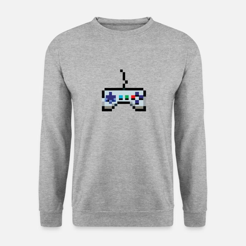 Pixelart Gamecontroller Gaming - Unisex Pullover - Weißgrau meliert