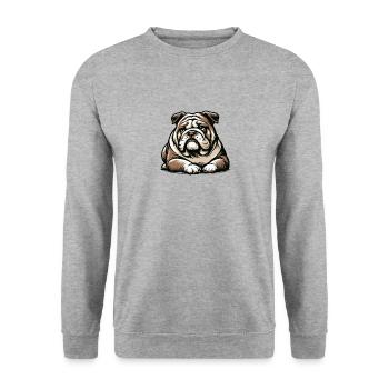 Bulldog: The Super Dog - Unisex Sweatshirt - salt & pepper - Front - Alina (178cm) & Michal (187cm)